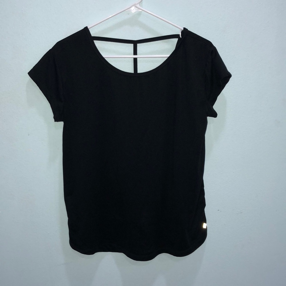 Black Nicole Miller Activewear Shirt Open T Back